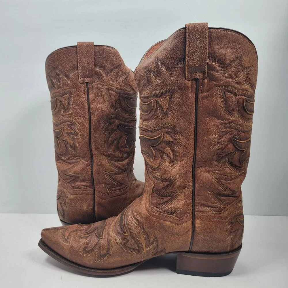 Dan Post Men's Brown Racer Leather Western Boots DP2571 US Size 13D - Picture 7 of 12